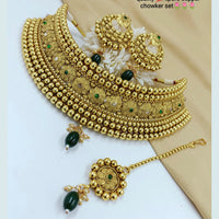 Pooja Bangles Gold Plated Austrian Stone Choker Necklace Set