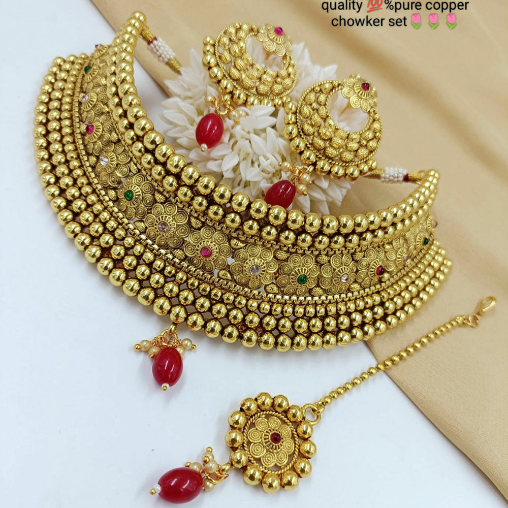 Pooja Bangles Gold Plated Austrian Stone Choker Necklace Set