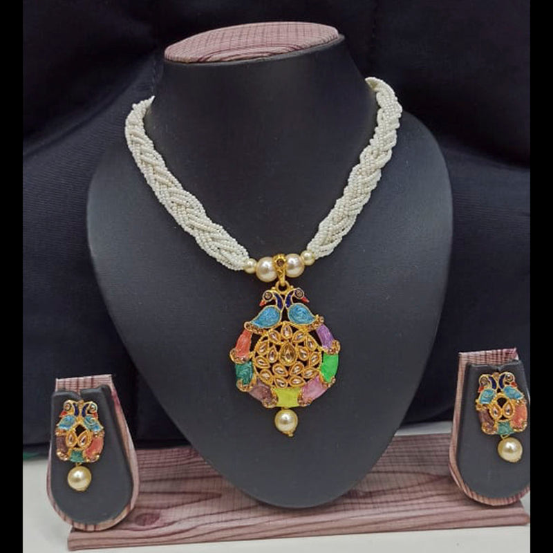 Pooja Bangles Gold Plated Kundan Stone Necklace Set