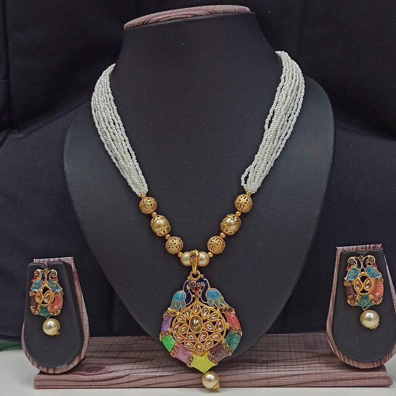 Pooja Bangles Gold Plated Kundan Stone Necklace Set