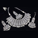 Pooja Bangles Silver Plated Kundan Stone Necklace Set