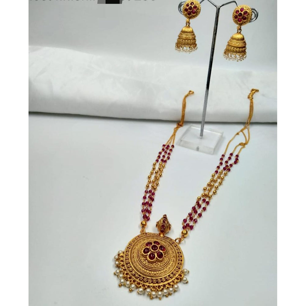 Pooja Bangles Gold Plated Kundan Stone Long Necklace Set