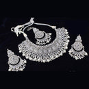 Pooja Bangles Silver Plated Kundan Stone Necklace Set