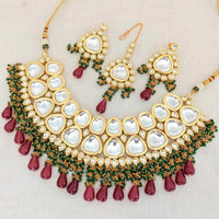 Pooja Bangles Gold Plated Kundan Stone & Beads Choker Necklace Set