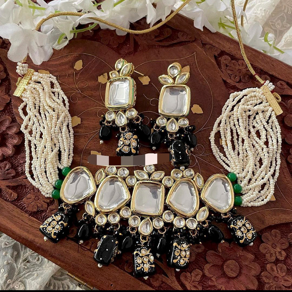 Pooja Bangles Gold Plated Kundan Stone & Beads Choker Necklace Set