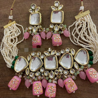 Pooja Bangles Gold Plated Kundan Stone & Beads Choker Necklace Set