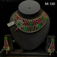 Pooja Bangles Gold Plated Ad  Stone Choker Necklace Set