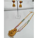 Pooja Bangles Gold Plated Pota Stone Long Necklace Set