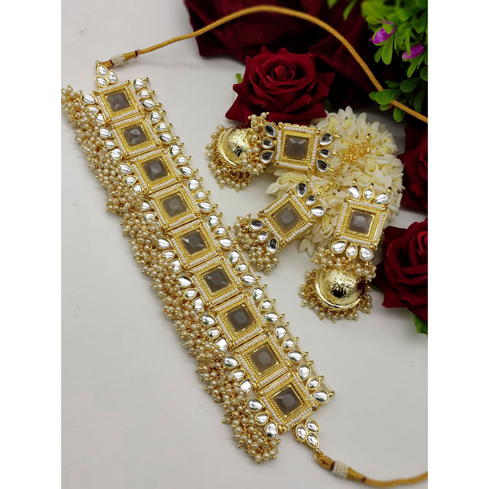 Pooja Bangles Gold Plated Kundan Stone Choker Necklace Set