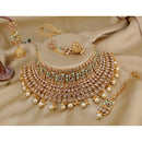 Pooja Bangles Gold Plated Crystal Stone & Beads Choker Necklace Set