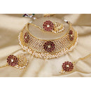 Pooja Bangles Gold Plated Ad Stone & Meenakari Choker Necklace Set