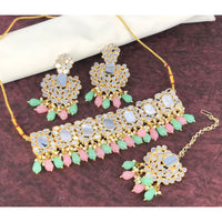 Pooja Bangles Gold Plated Mirror & Beads Necklace Set