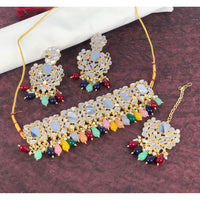 Pooja Bangles Gold Plated Mirror & Beads Necklace Set