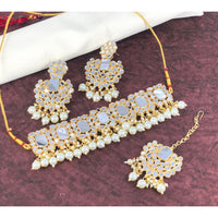 Pooja Bangles Gold Plated Mirror & Beads Necklace Set