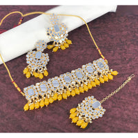 Pooja Bangles Gold Plated Mirror & Beads Necklace Set