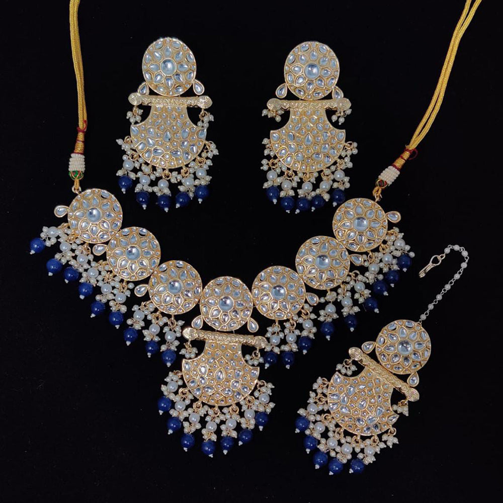Pooja Bangles Gold Plated Kundan Stone & Beads Necklace Set