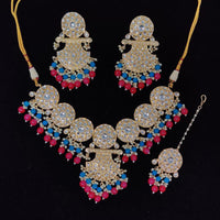 Pooja Bangles Gold Plated Kundan Stone & Beads Necklace Set