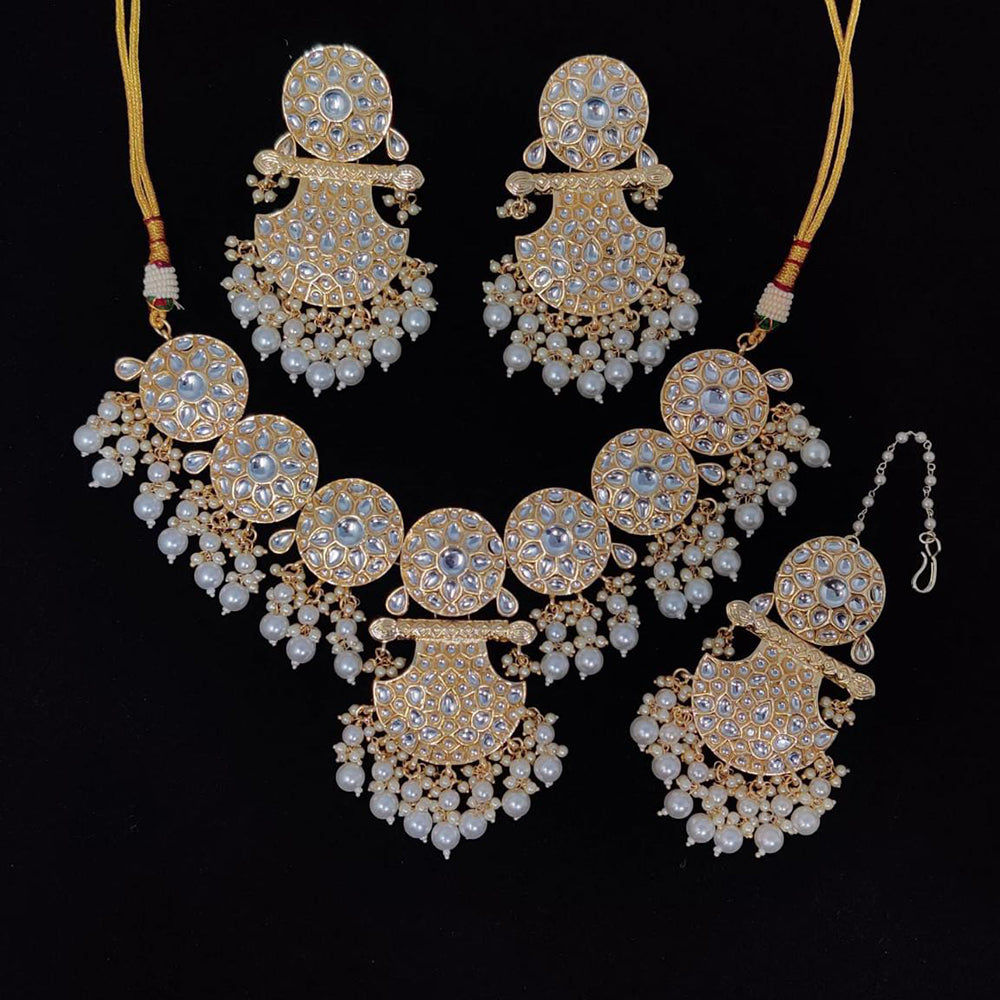 Pooja Bangles Gold Plated Kundan Stone & Beads Necklace Set