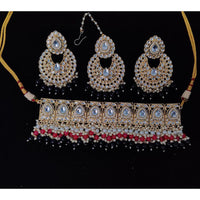 Pooja Bangles Gold Plated Kundan Stone & Beads Necklace Set