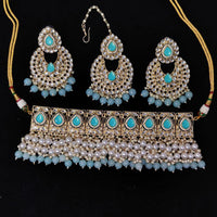 Pooja Bangles Gold Plated Kundan Stone & Beads Necklace Set