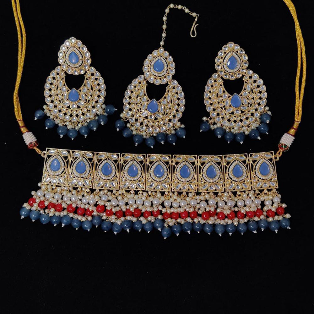 Pooja Bangles Gold Plated Kundan Stone & Beads Necklace Set