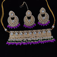 Pooja Bangles Gold Plated Kundan Stone & Beads Necklace Set