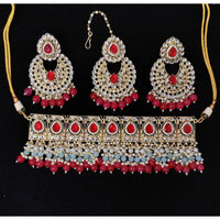 Pooja Bangles Gold Plated Kundan Stone & Beads Necklace Set