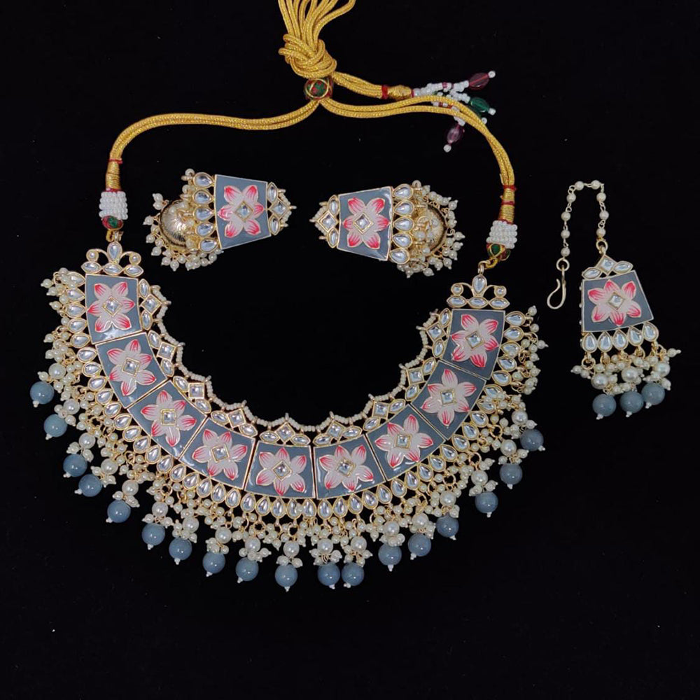 Pooja Bangles Gold Plated Kundan Stone & Meenakari Necklace Set