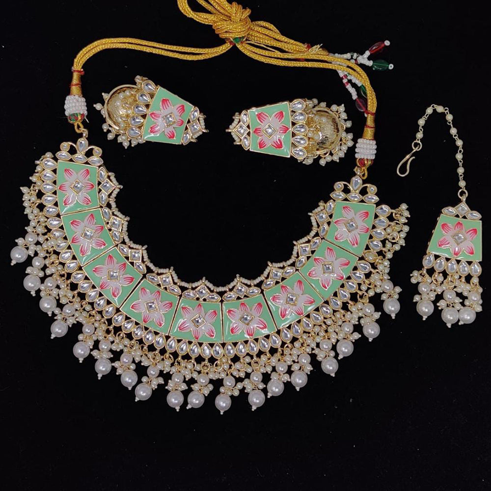 Pooja Bangles Gold Plated Kundan Stone & Meenakari Necklace Set