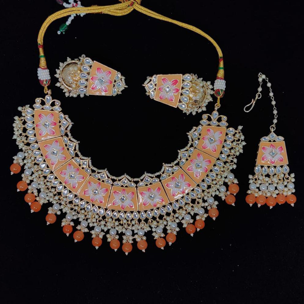Pooja Bangles Gold Plated Kundan Stone & Meenakari Necklace Set