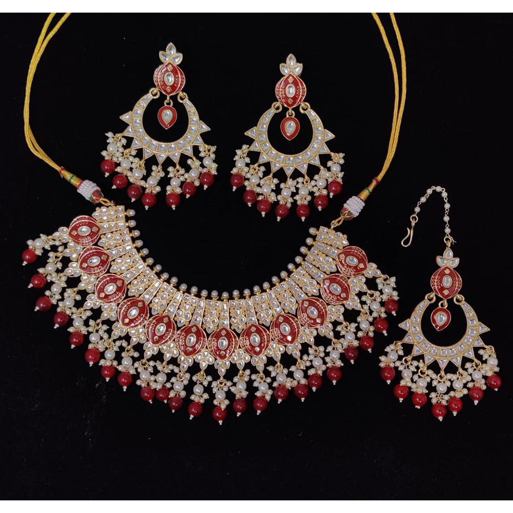 Pooja Bangles Gold Plated Kundan Stone & Meenakari Necklace Set