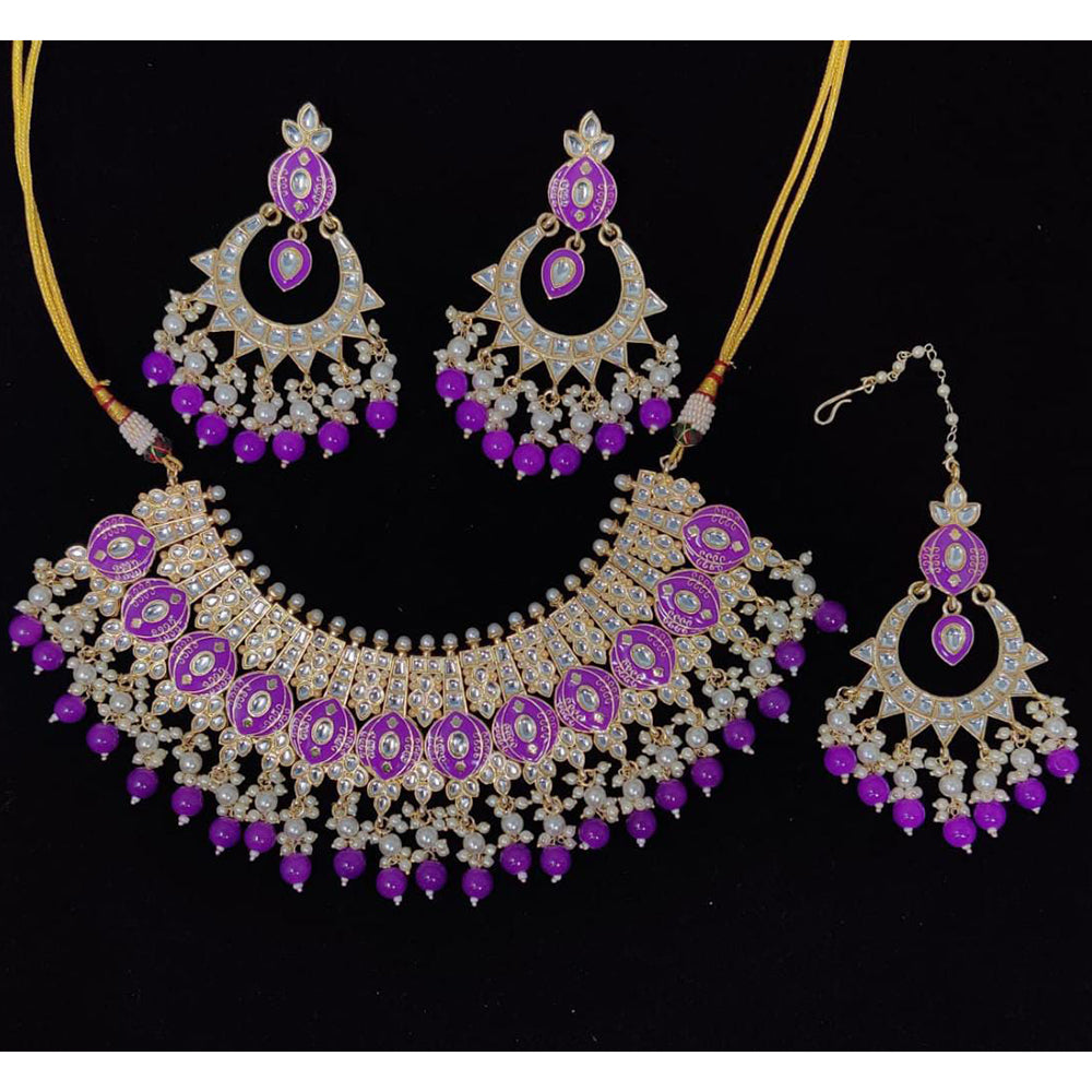 Pooja Bangles Gold Plated Kundan Stone & Meenakari Necklace Set