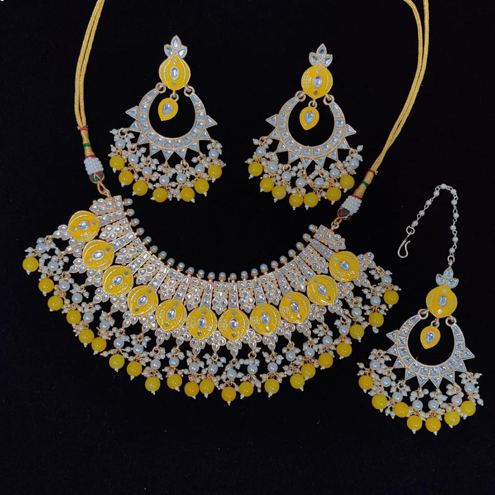 Pooja Bangles Gold Plated Kundan Stone & Meenakari Necklace Set
