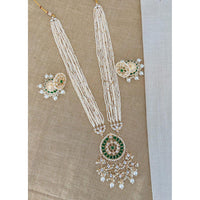 Pooja Bangles Gold Plated Kundan Stone & Pearl Necklace Set