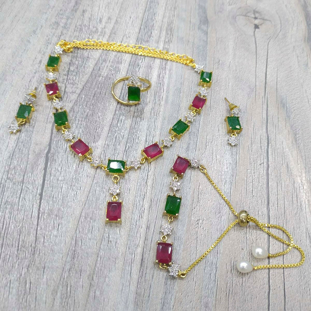 Pooja Bangles American Diamond Necklace Set