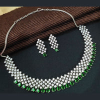 Pooja Bangles Silver Plated Austrian And Crystal Stone Necklace Set