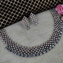 Pooja Bangles Silver Plated Austrian And Crystal Stone Necklace Set