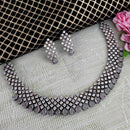 Pooja Bangles Silver Plated Austrian And Crystal Stone Necklace Set