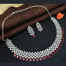 Pooja Bangles Silver Plated Austrian And Crystal Stone Necklace Set