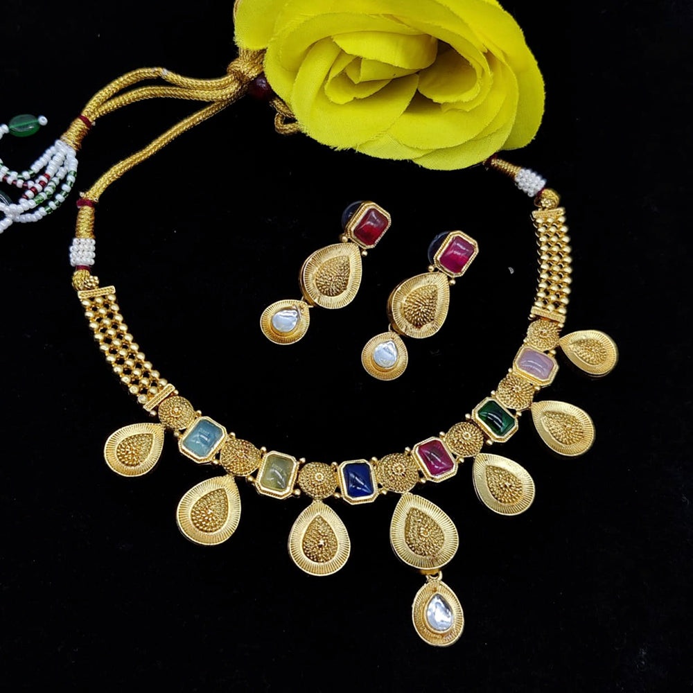 Pooja Bangles Gold Plated Crystal Stone Necklace Set