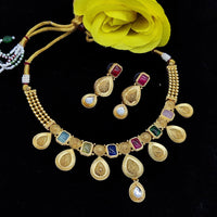 Pooja Bangles Gold Plated Crystal Stone Necklace Set