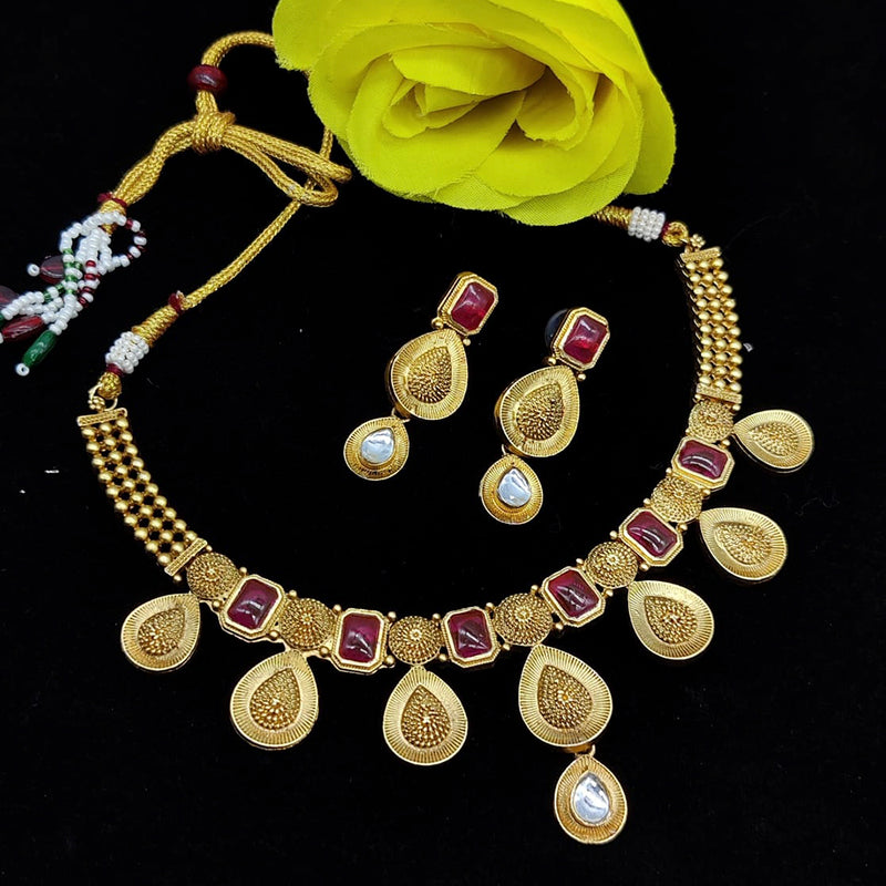 Pooja Bangles Gold Plated Crystal Stone Necklace Set