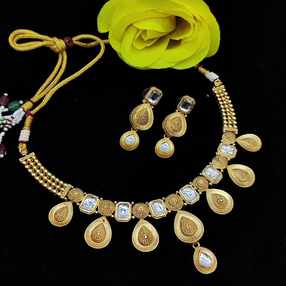 Pooja Bangles Gold Plated Crystal Stone Necklace Set