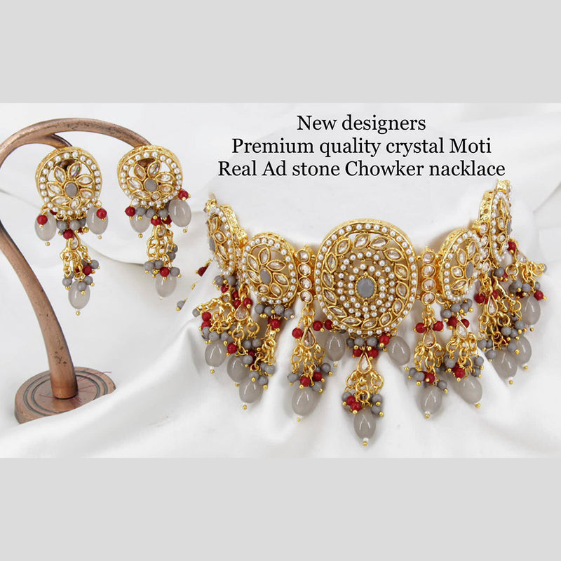 Pooja Bangles Gold Plated Ad Stone & Pearl Necklace Set