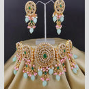 Pooja Bangles Gold Plated Ad Stone & Pearl Necklace Set