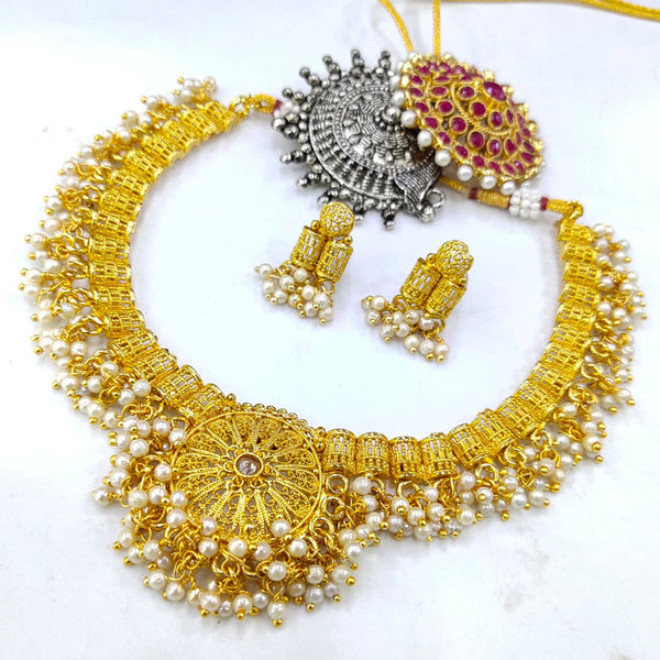 Pooja Bangles Gold Plated Pearl Choker Necklace Set