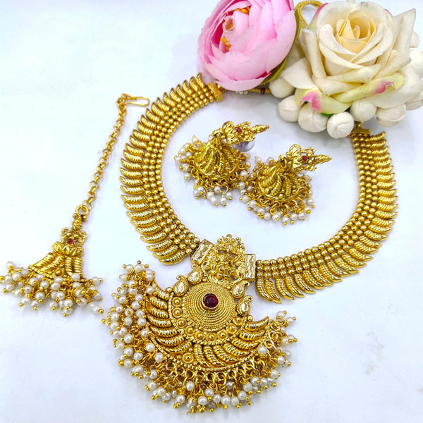 Pooja Bangles Gold Plated Pearl Choker Necklace Set