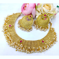 Pooja Bangles Gold Plated Pearl Choker Necklace Set