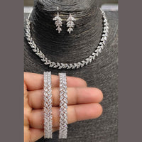 Pooja Bangles American Diamond Necklace Set With Bangles