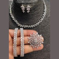 Pooja Bangles American Diamond Necklace Set With Bangles , Ring